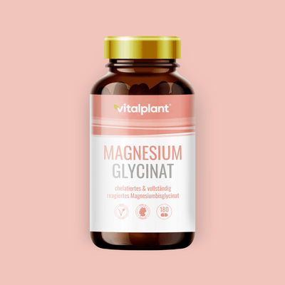 Magnesium Glycinat Kapseln von Vitalplant mit 180 Kapseln für optimale Bioverfügbarkeit.