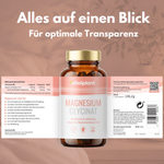 Aufgeklapptes Etikett der Magnesium Glycinat Kapseln mit Nährwertangaben