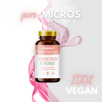 Magnesium Glycinat Kapseln mit 500 mg Magnesium-Bisglycinat in einer veganen Verpackung.