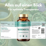 Milk thistle capsules with 80% silymarin for your well-being and optimal transparency.