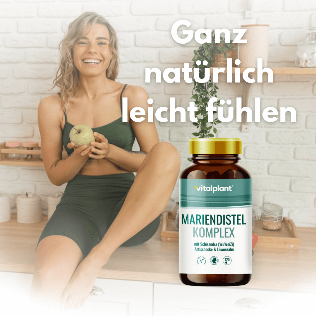 Mariendistel Komplex Kapseln von Vitalplant für natürliche Körperreinigung und Wohlbefinden.
