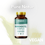 Mariendistel Komplex Kapseln von Vitalplant – 100% vegan mit Schisandra, Artischocke und Löwenzahn.
