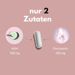 MSM & Glucosamin Kapseln mit 500mg MSM und 500mg Glucosamin für gesunde Gelenke.
