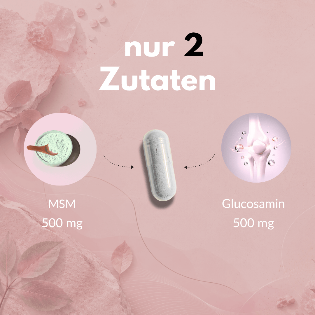 MSM & Glucosamin Kapseln mit 500 mg MSM und 500 mg Glucosamin für gesunde Gelenke.