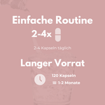 Einfacher Einnahmehinweis für MSM & Glucosamin: 2-4 Kapseln täglich für 1-2 Monate.