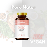 Omega 3 Vegan Algenöl Kapseln von vitalplant mit pflanzlicher Kraft für gesunde Fettsäuren.