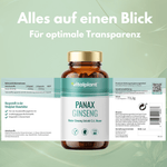 Panax Ginseng Kapseln von Vitalplant in hochwertiger Verpackung für optimale Transparenz.