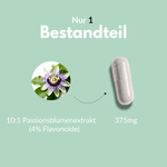 Passionsblume Kapseln mit 10:1 Passionsblumenextrakt und 375mg pro Kapsel für natürliche Entspannung.