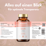 Selen Kapseln mit 200µg für Zellschutz und biochemische Prozesse im Körper.