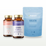 Vitalpaket Gehirn Vital mit Gehirn Komplex Kapseln, Omega 3 Vegan Kapseln und Kreatin Pulver