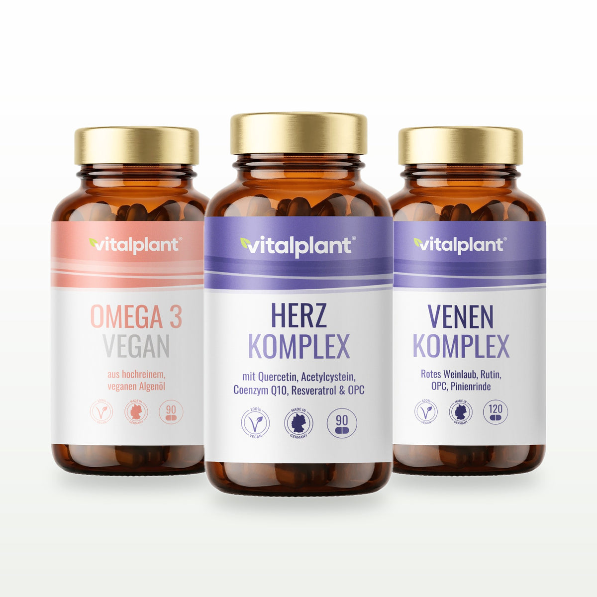 Vitalpaket Herz Vital mit Herz Komplex Kapseln, Omega 3 Vegan Kapseln und Venen Komplex Kapseln