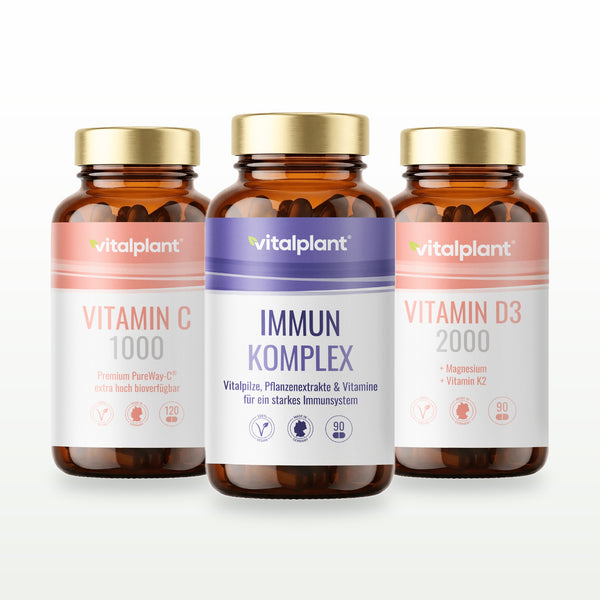 Vitalpaket Immun Vital mit Immun Komplex Kapseln, Vitamin C 1000 Kapseln und Vitamin D3+ Kapseln