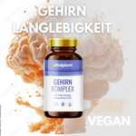 Vitalplant Gehirn Komplex Kapseln für mentale Klarheit mit Reishi, Ginkgo Biloba und B12.
