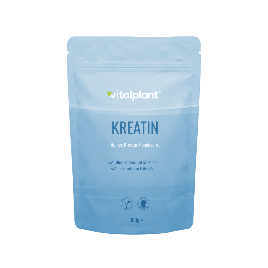 Kreatin Pulver von Vitalplant in Pulverform, reines Kreatin Monohydrat ohne Füllstoffe.