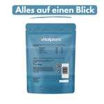 Pre Workout + Produktinformation auf Verpackung von Vitalplant, ideale Formel für intensives Training.