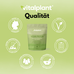 Bio Vegan Protein Pulver von Vitalplant mit hochwertiger pflanzlicher Proteinqualität und vollständigem Aminosäureprofil.