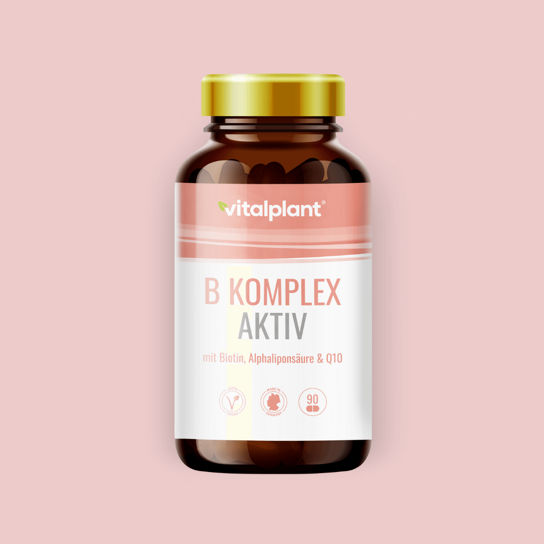 Vitamin B Komplex Aktiv Kapseln von Vitalplant, mit Biotin, Alpha-Liponsäure & Q10, 90 Stück.