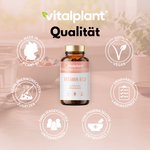 Vitamin B12 capsules by vitalplant in modern packaging, vegan and premium quality.