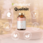 Zink + C Kapseln in hochwertiger Verpackung mit Fokus auf bioverfügbarem Zinkbisglycinat von Vitalplant.