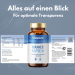 Männer Kapseln von Vitalplant für natürliche Vitalität, Nährstoffkombination aus L-Arginin und Zink.