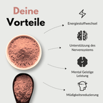 Deine Vorteile von Vitamin B Komplex Forte: Energiestoffwechsel, Nervenunterstützung, mentale Leistung, Müdigkeitsreduzierung.