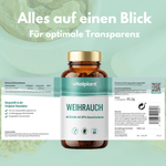 Weihrauch Kapseln mit 90% Boswelliasäure in transparentem Premiumlabel.
